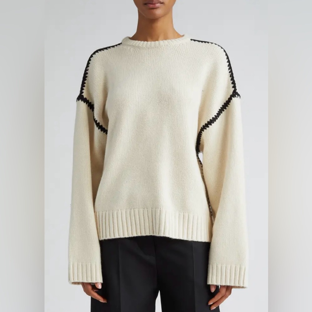 LIKE NEW Small Toteme Embroidered wool and cashmere sweater